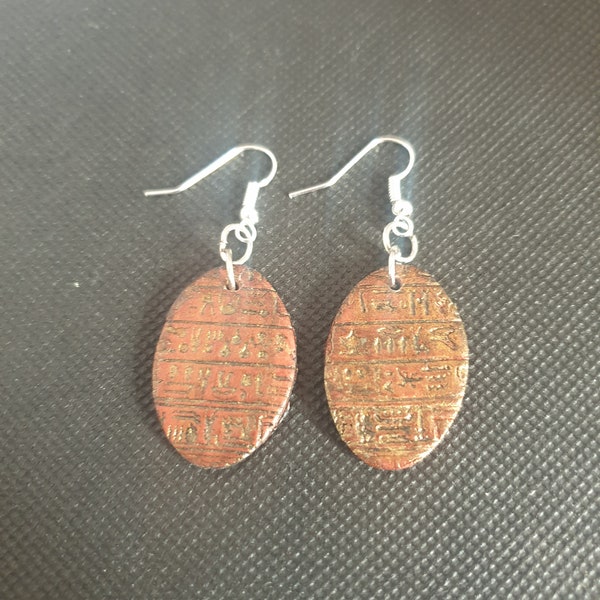 Boucles d'oreilles fimo hiéroglyphes égyptiens