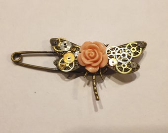 Broche épingle libellule steampunk