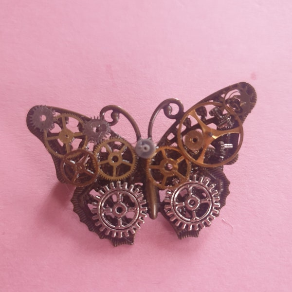 Broche papillon steampunk