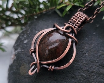 Dinosaur Bone Fossil Wire Wrapped Pendant Necklace