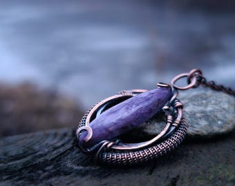 Charoite Wire Wrapped Pendant