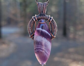 Chevron Amethyst Wire Wrapped Pendant