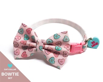 Valentine’s Day Bow Tie Cat Collar Breakaway Set - "Glaze"