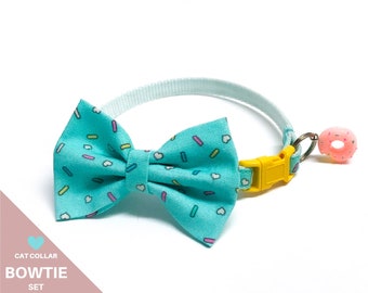 Valentine’s Day Bow Tie Cat Collar Breakaway Set - "Sprinkles"