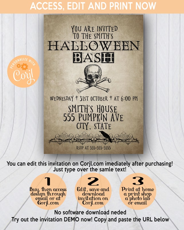 Vintage Halloween Invitation, Halloween Party