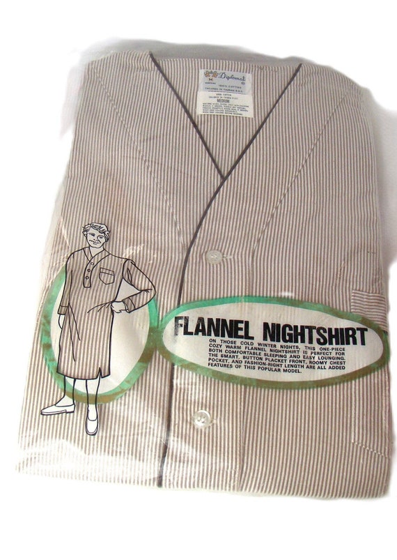 Vintage Diplomat Mens Medium Flannel Nightshirt Sl