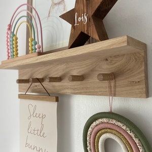 Combined Bookshelf and Wooden Pegs for Children's Room - Etsy