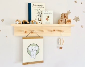 Handmade Peg Shelf: Sustainable Wood Nursery Decor
