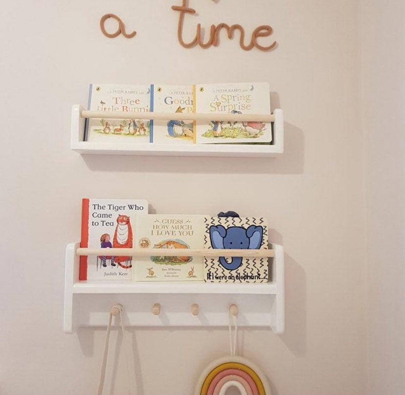 White Floating Bookshelf Nursery Decor Nursery Bookshelf Etsy UK