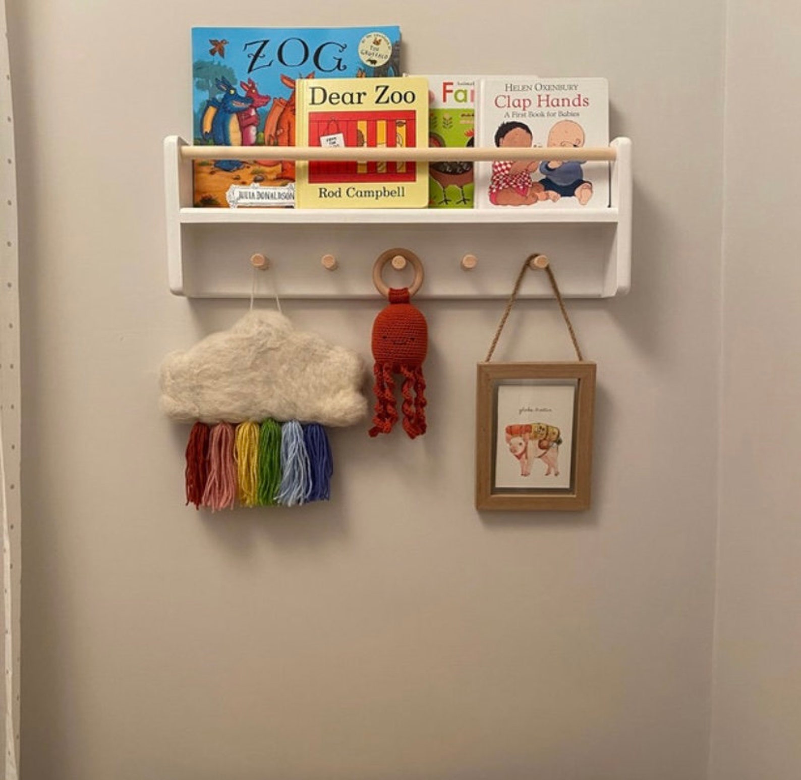 White Floating Bookshelf Nursery Decor Nursery Bookshelf Etsy UK