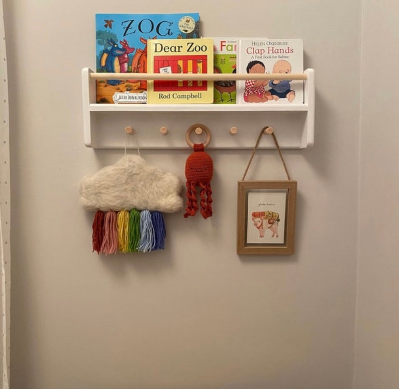 White Floating Bookshelf Nursery Decor Nursery Bookshelf Etsy UK