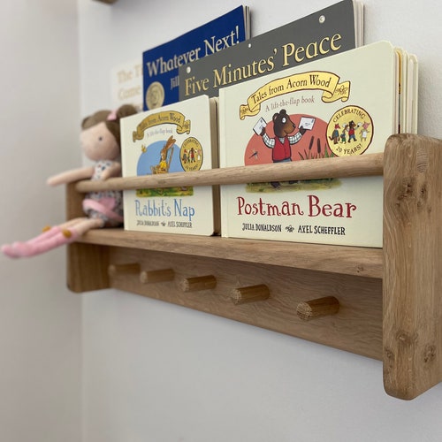 Solid Oak Peg Bookshelf Home Decor Nursery Bookshelf Etsy UK