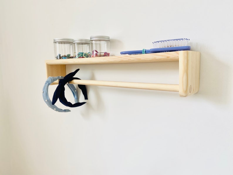 Upside down rail shelf nursery decor nursery hanging shelf fancy dress shelf Montessori shelf nursery rail shelf image 5