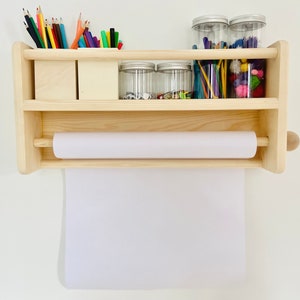 Craft storage shelf - wall mounted easel | playroom shelf | childrens craft shelf | childrens drawing | craft room | art shelf | art storage