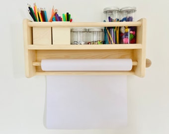 Craft storage shelf - wall mounted easel | playroom shelf | childrens craft shelf | childrens drawing | craft room | art shelf | art storage