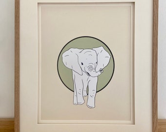 Animal Nursery Wall Art - Elephant | Safari animals | Nursery decor | First birthday gift | New baby gift | Baby keepsake | Personalised