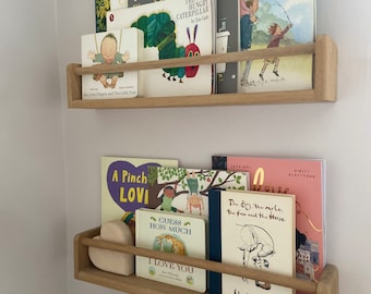Set of two Solid oak bookshelves - nursery decor | nursery bookshelf | book display | floating shelf | Montessori shelf