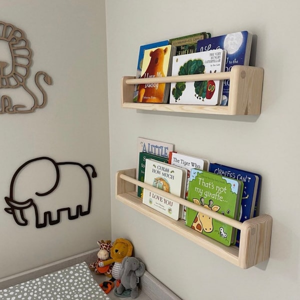 Handmade Nursery Bookshelves: Set of Two Sustainable Wood Shelves