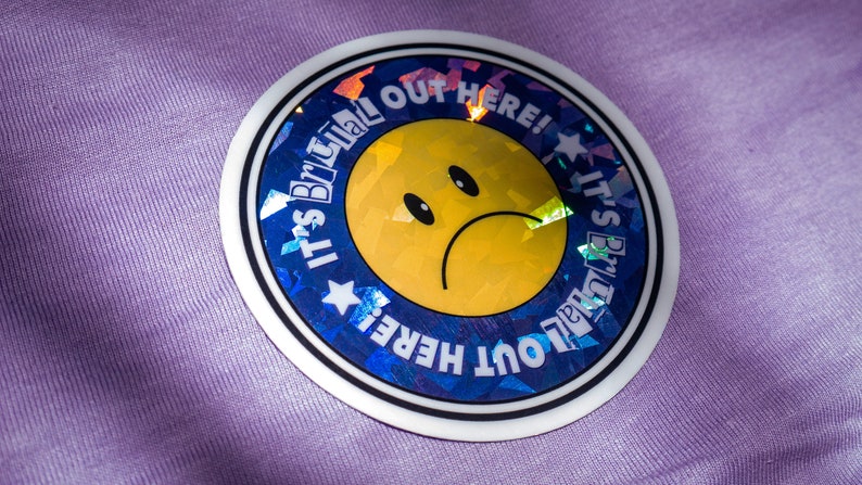 Brutal! Sad Frowny Face Round Sticker - Etsy
