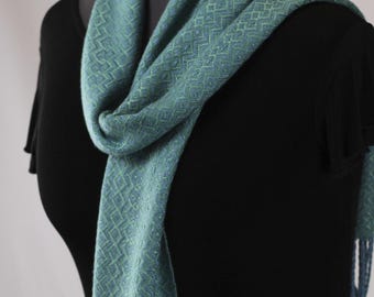 Bamboo Scarf, Azure and Greyed Teal, All-Season Twill Scarf