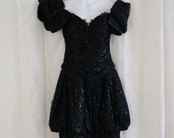 80s Loriann Prom Dress Black Lace