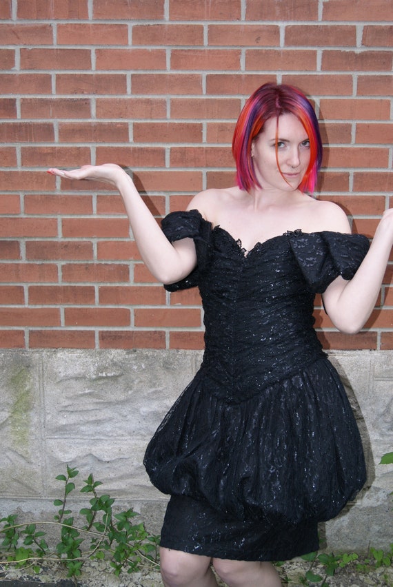 80s Prom Dress Black Lace
