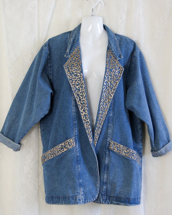 80s oversized denim blazer by Lorraine's Designs