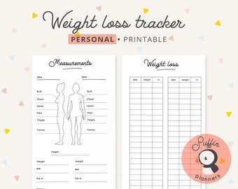 Weight loss printable chart for Personal Ring planners, Fitness printable planner, Health printable, Weight printable, Dieting | S01