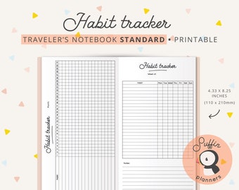 Habit tracker, travelers notebook standard insert, Midori travelers notebook inserts, Midori tn, TN standard inserts, weekly habits | S01