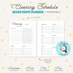 Micro Happy Planner Cleaning Schedule Planner Printable, Micro Happy ...
