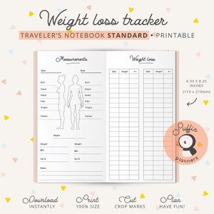 Standard TN inserts, Weight loss tracker, Midori travelers notebook inserts, Midori tn, TN standard size inserts, TN standard insert | S01