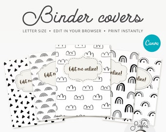 Binder Cover Printable Editable, 10 Coversspines, Binder Insert ...