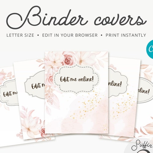 Binder Cover Printable Editable Canva Binder Insert Planner Etsy