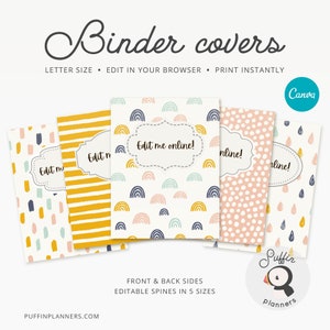 Binder cover printable editable, Canva, Binder Insert, Planner Cover, Teacher Binder, School Binder Cover, Printable Binder Cover, Inserts