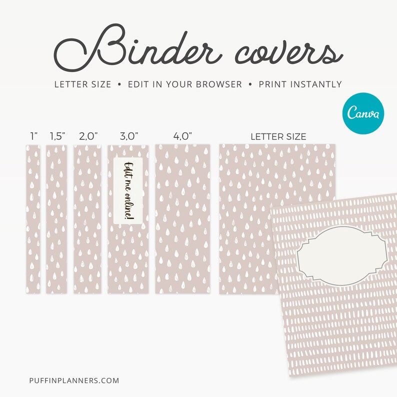 Binder Cover Printable Editable, Canva, Binder Insert, Planner Cover