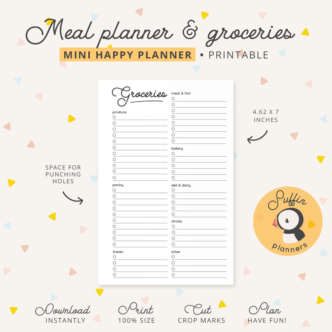 Mini Happy Planner Meal Planning Meal Planner Printable Mini - Etsy