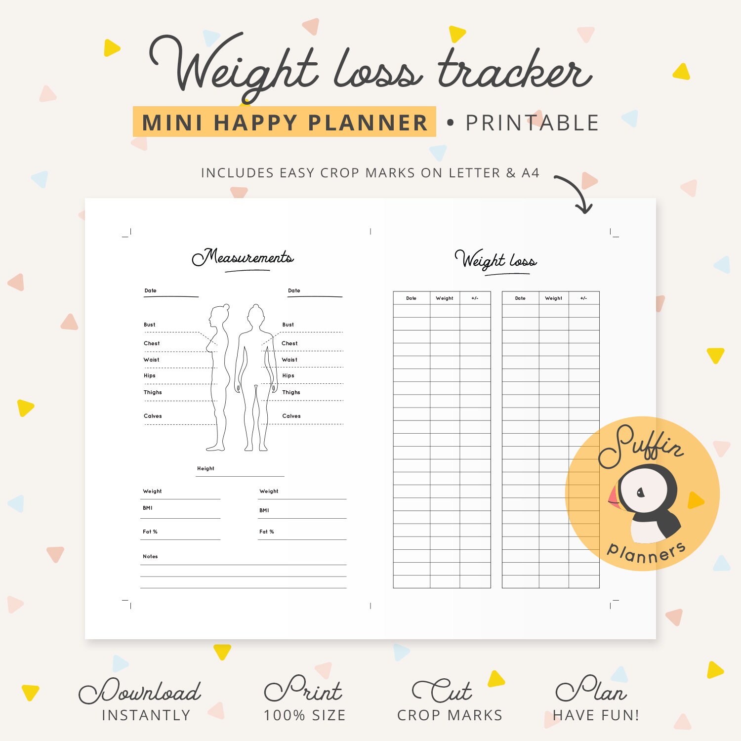 Mini Happy Planner weight loss tracker Weight loss printable Etsy