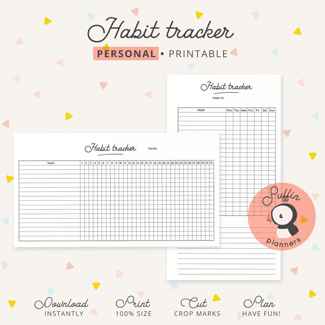 Habit Tracker Printable, Personal Planner, Habit Printable, Weekly ...