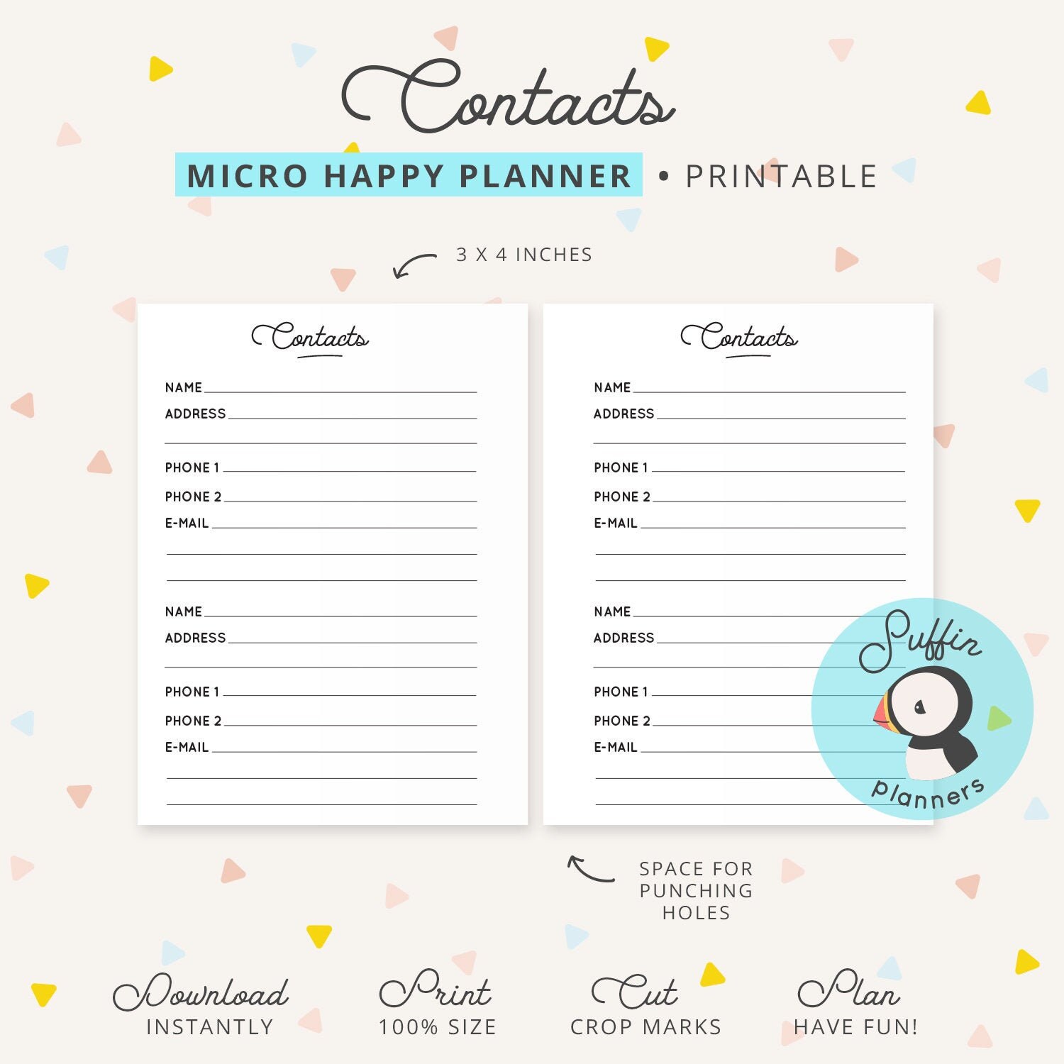Micro Happy Planner Address Book Contacts Printable Micro Etsy