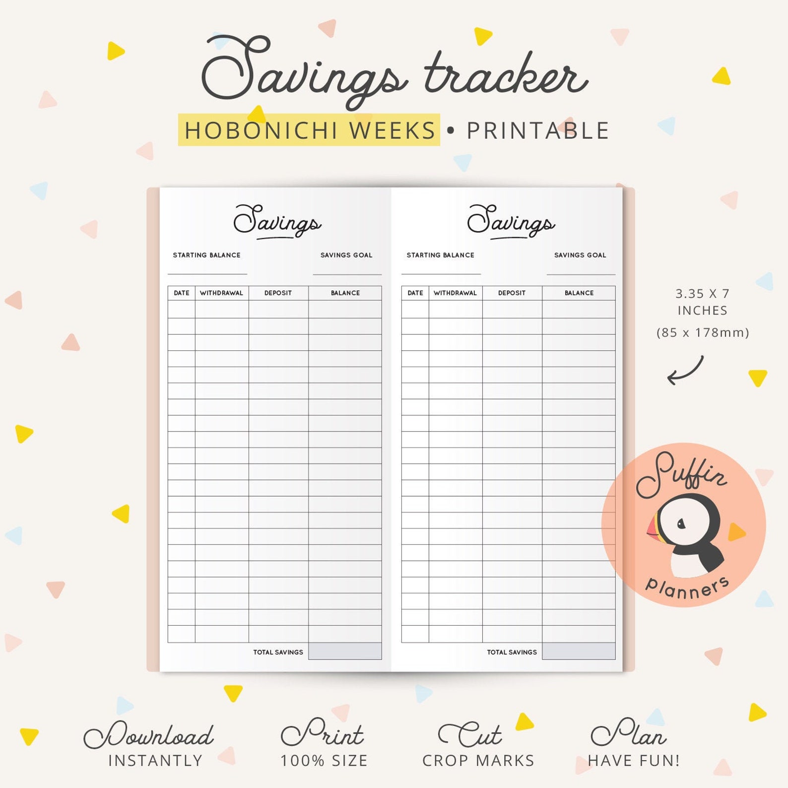 Hobonichi Weeks Printable Savings Printable Hobonichi Weeks Etsy