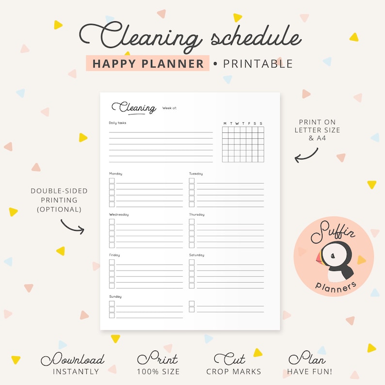 Happy Planner Cleaning Schedule Planner Printable Happy - Etsy