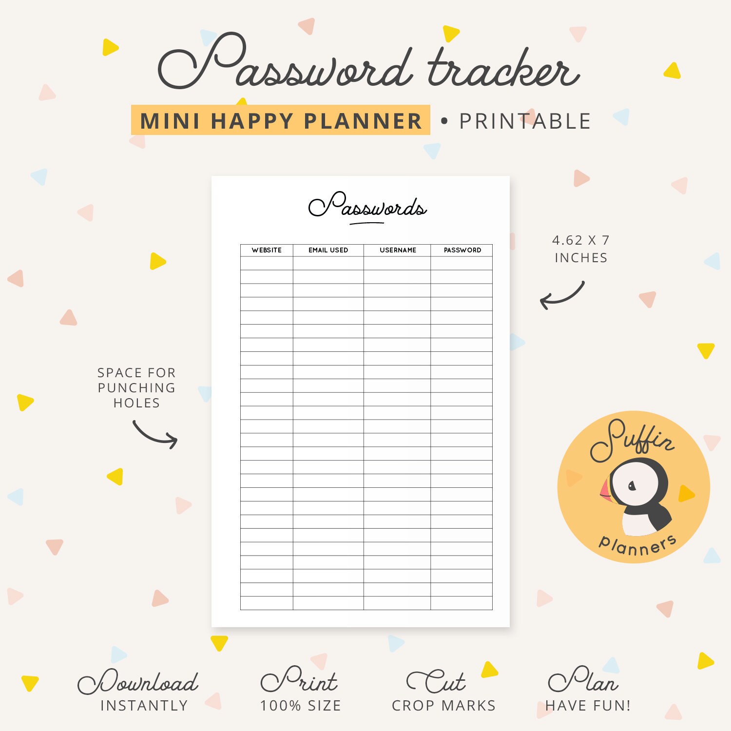 Mini Happy Planner Password Inserts Mini Happy Planner - Etsy