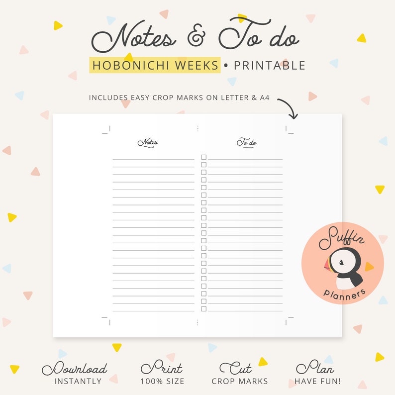 Hobonichi Weeks Notes Pages, Hobonichi Weeks Printable, to Do List ...