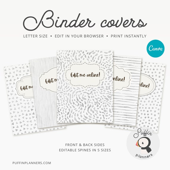 Binder Cover Printable Editable, Canva, Binder Insert, Planner