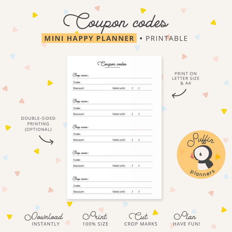 Coupon Code Tracker for Mini Happy Planner Mini Happy Planner Etsy