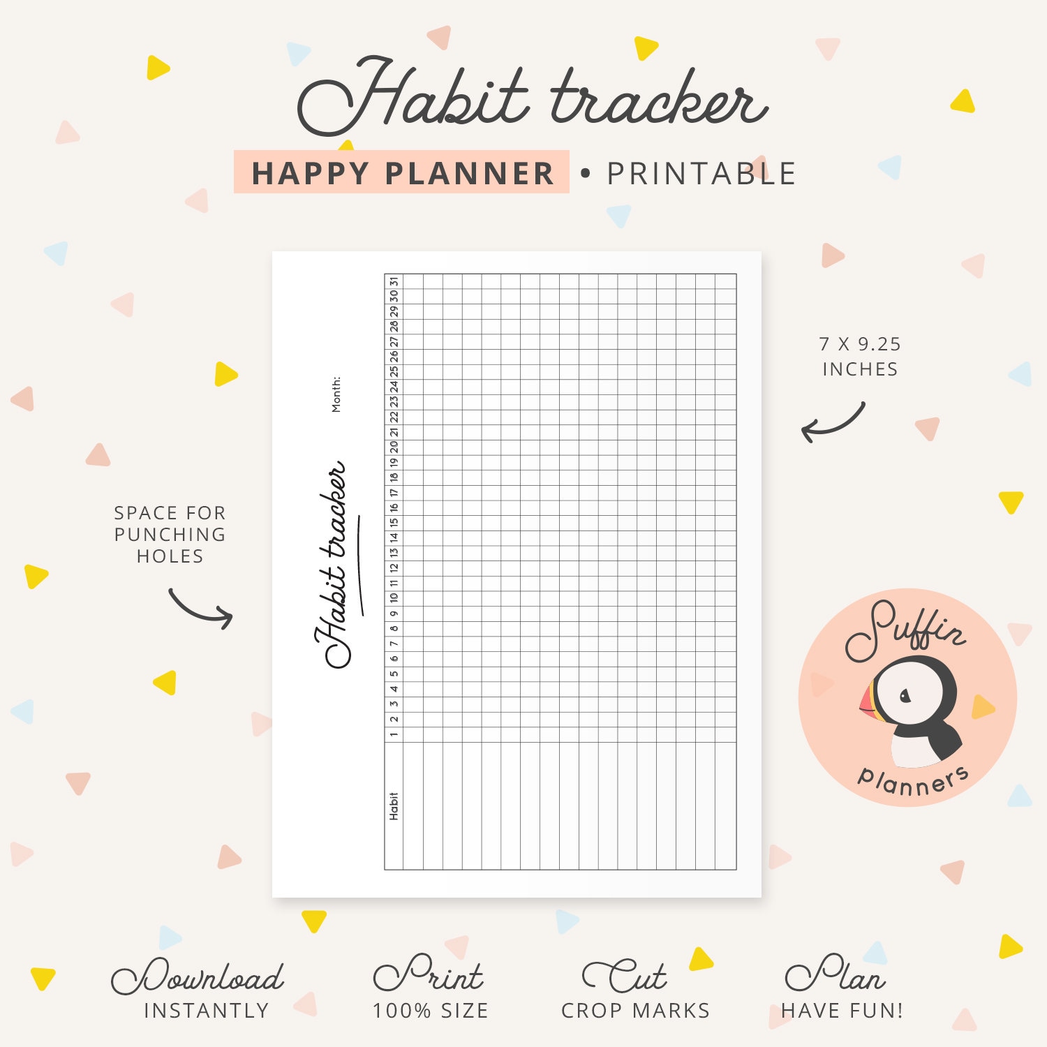 Happy Planner Habit Tracker Habit Tracker Printable Habit - Etsy