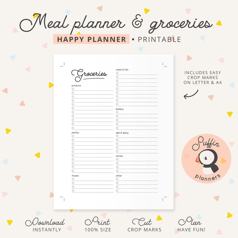 Happy Planner Meal Planning, Meal Planner Printable, Happy Planner Meal ...