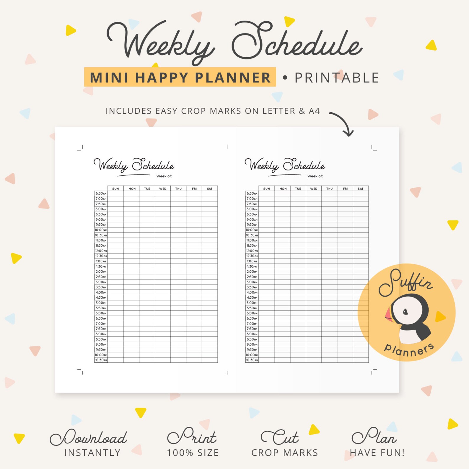 Mini Happy Planner Hourly Inserts Hourly Schedule Hourly Etsy
