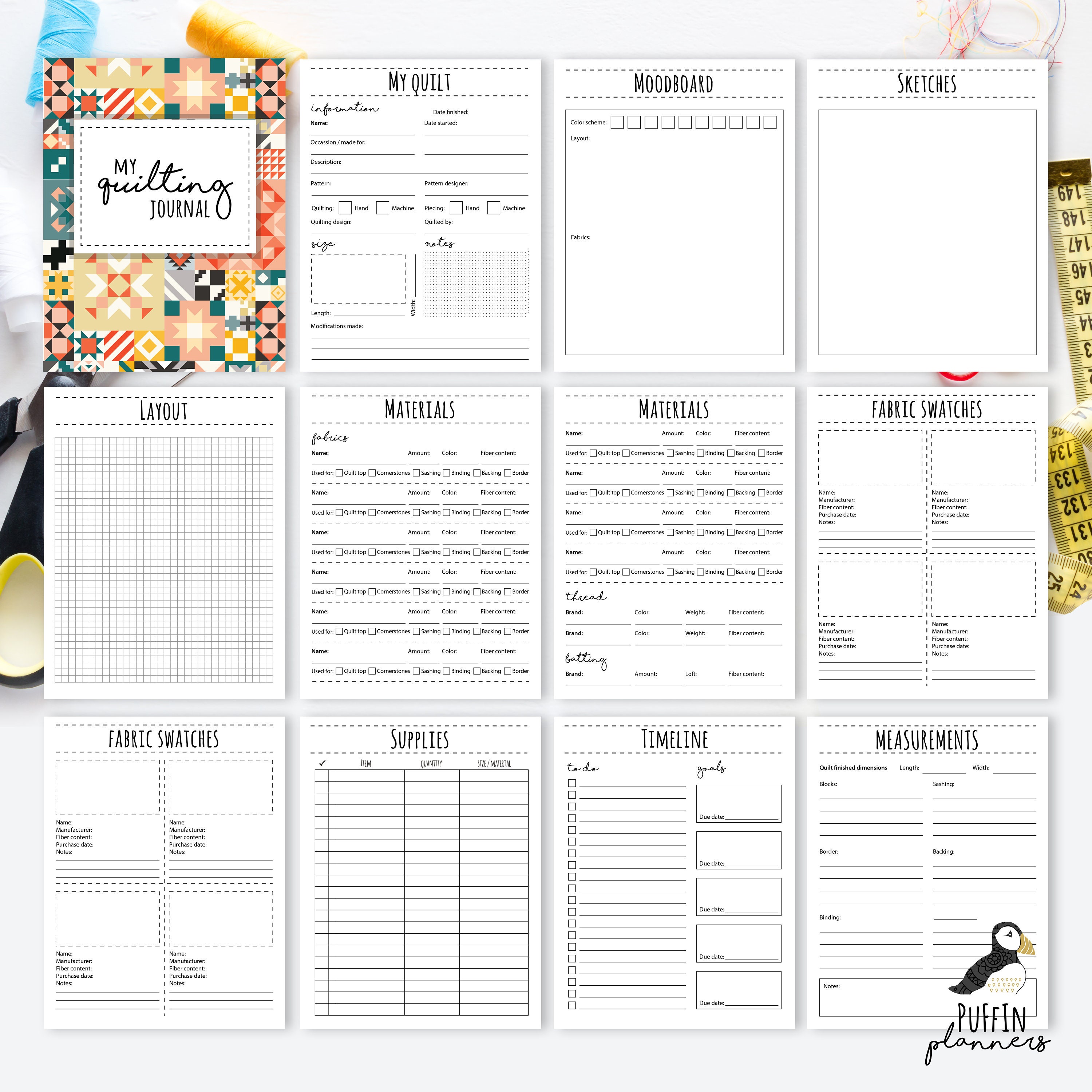 Quilting Journal Printable Letter Size 20 Pages Quilting - Etsy