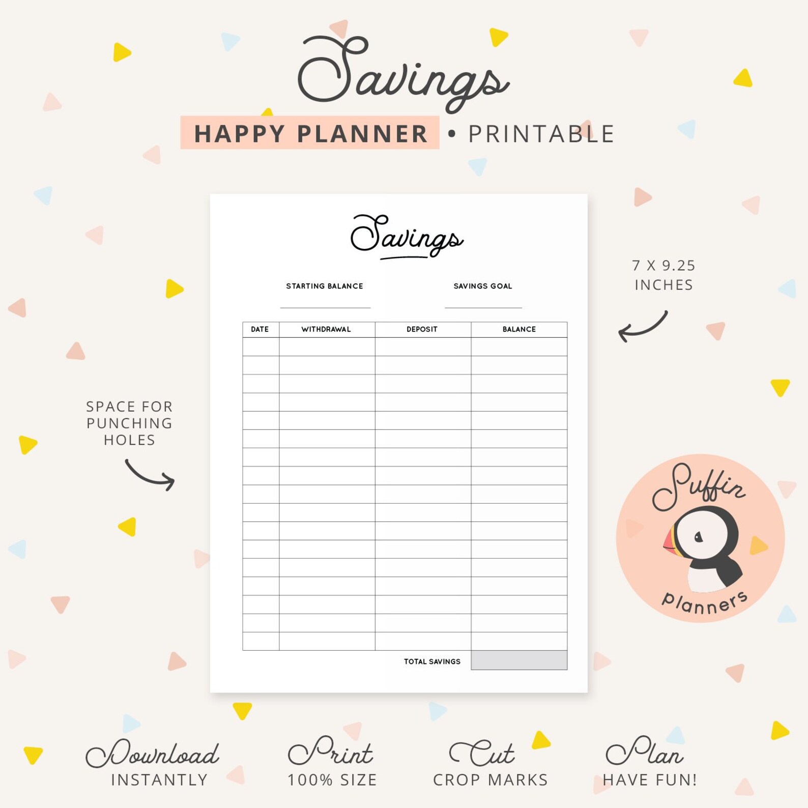 Happy Planner Savings Tracker Printable Happy Planner - Etsy
